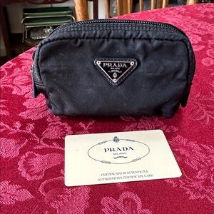 Prada Black Nylon Small Pouch W/ COA